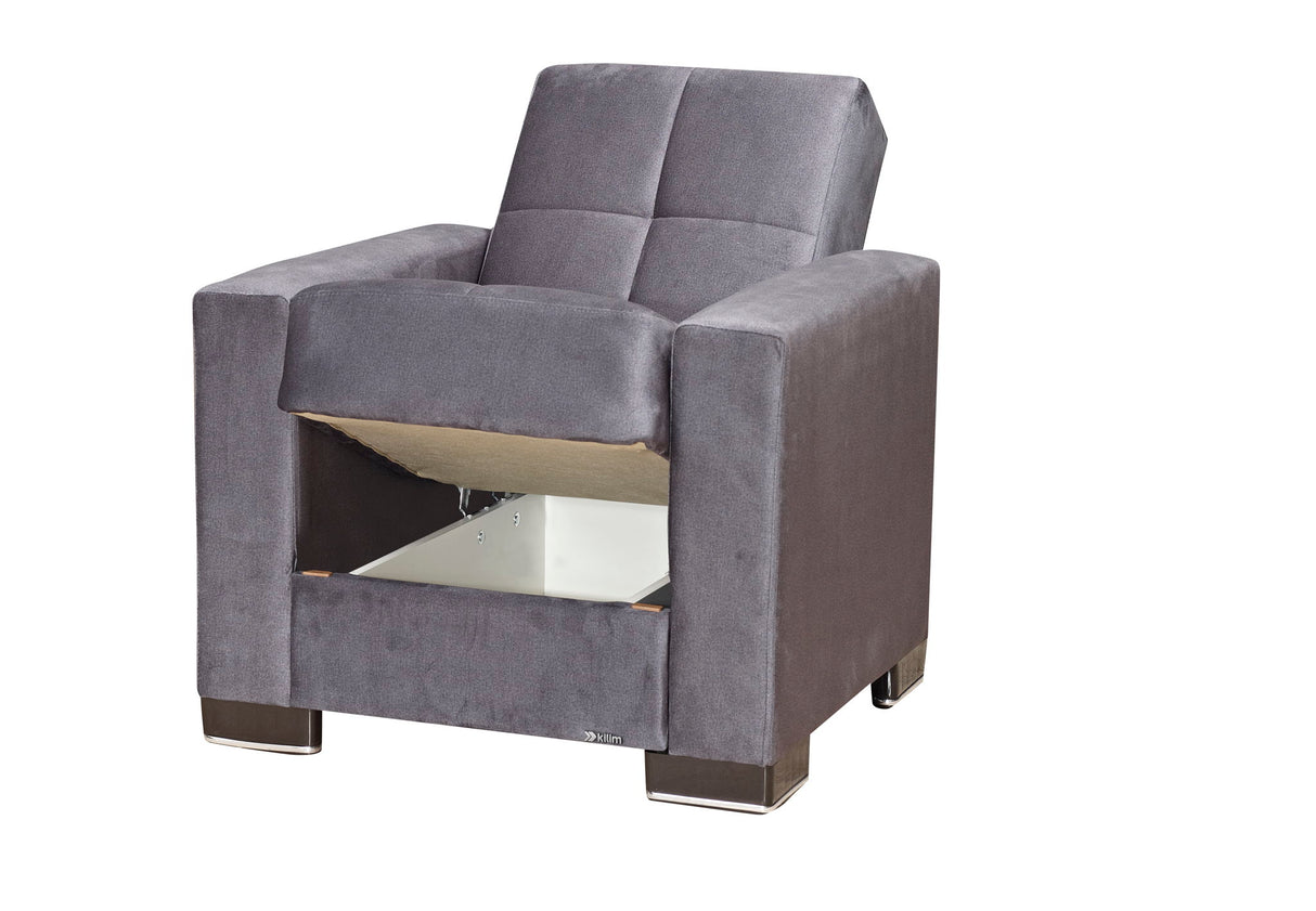 Ottomanson Armada - Upholstered Convertible Armchair With Storage - Microfiber