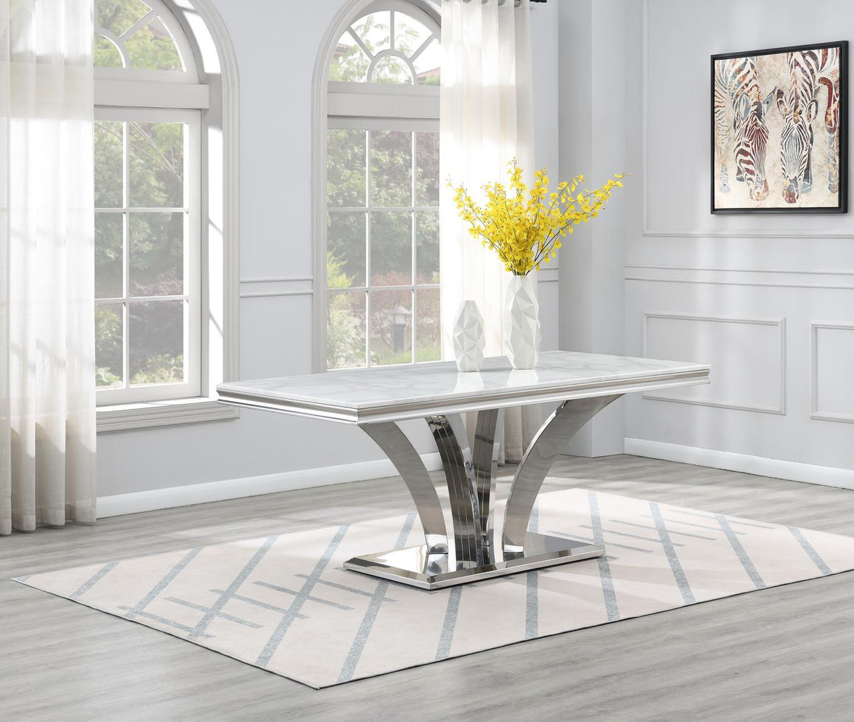 G-083-T-WHITE - Marble Dining Table - White