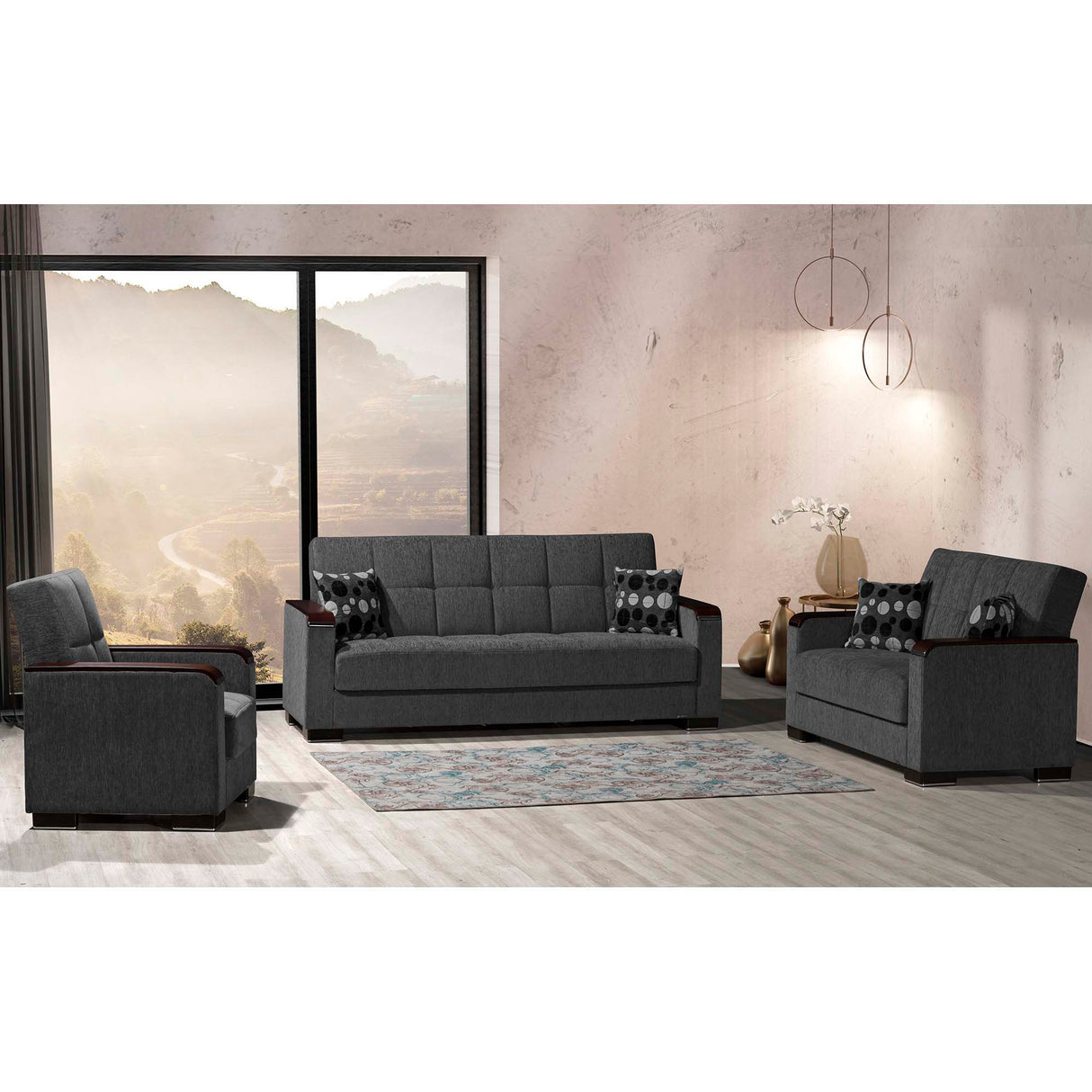 Ottomanson Armada X - Upholstered Convertible Wood Trimmed Armchair With Storage