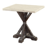 Romina - End Table - White Marble Top & Weathered Espresso
