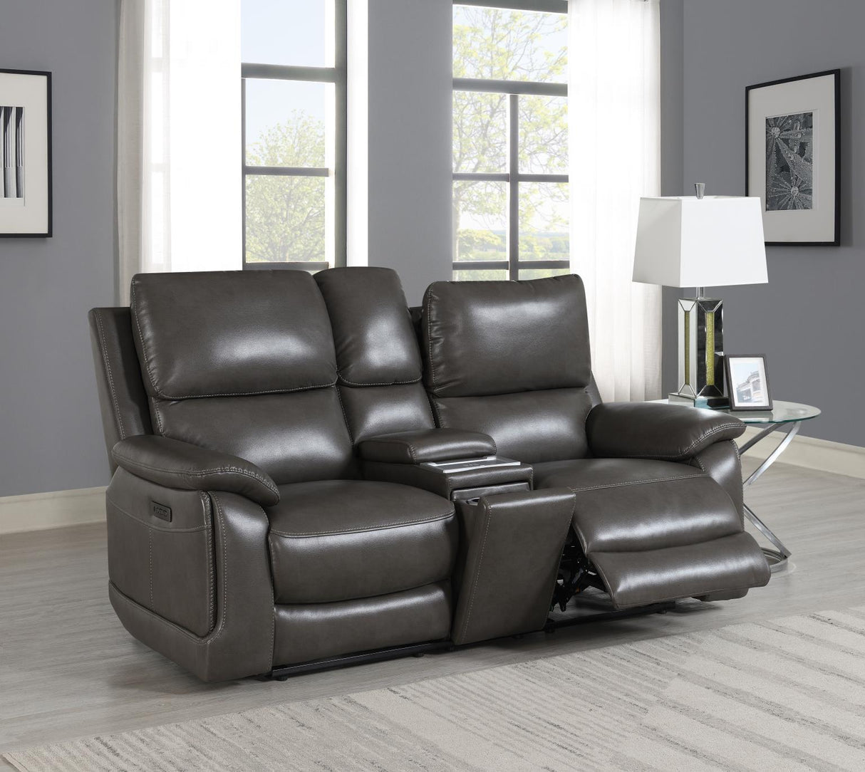 U108 - Reclining Loveseat (Gel Faux Leather) - Gray