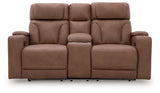 Clean-Slate - Caramel - Power Reclining Loveseat With Console / Adj Headrest