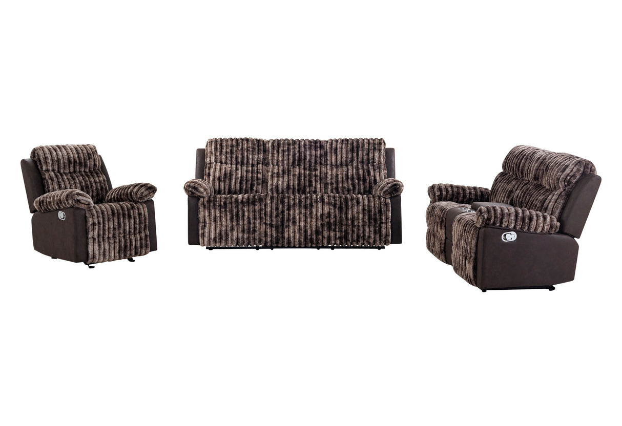 U6028 - 3 Piece Living Room Set (Reclining Sofa/Console Reclining Loveseat/Glider Recliner) - Brown