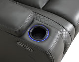 U93 - LED Power Reclining With Power Headrest, And Drop Down Table Sofa - Gray
