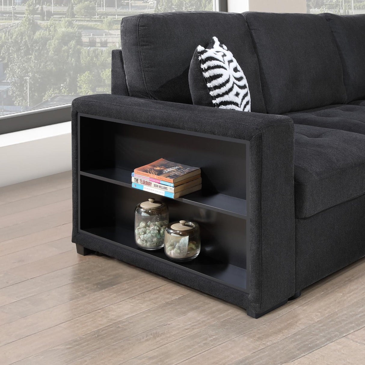 U274 - 3 Piece Sectional With USB (Type A+C) - Black