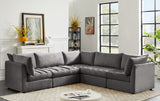 Jacob - Modular Sectional 5 Piece - Grey - Fabric