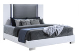 Ylime - King Bed With LED - Smooth White / Dark Gray