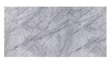 Satinka - Dining Table - Light Gray Printed Faux Marble Top & Mirrored Silver