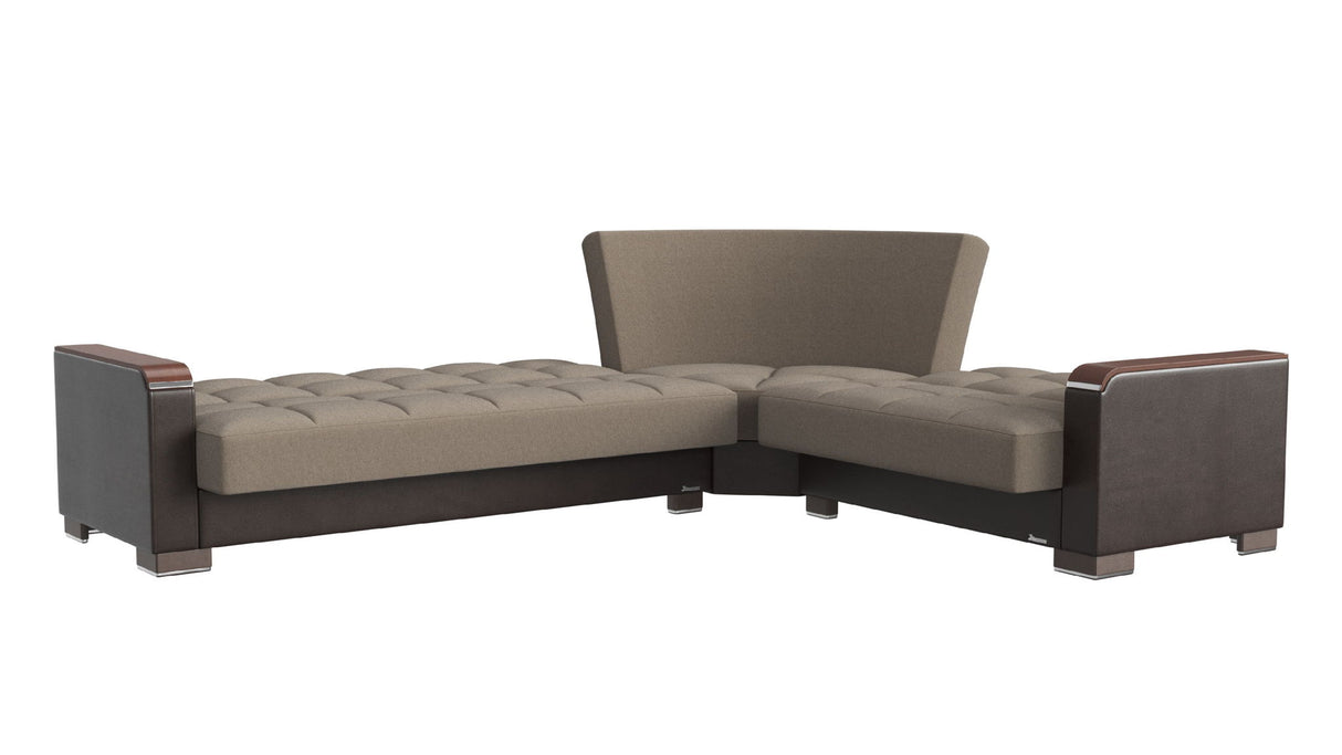 Ottomanson Armada X - Upholstered Convertible Wood Trimmed Sectional With Storage