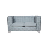 Saree - Loveseat - Light Teal Chenille & White