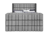 Isabella - King Upholstered Bed With LED, TV Lift, Bluetooth Speaker And Firpeplace Crystal - Gray