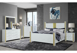 Logan - 5 Piece Queen Bedroom Set - Gold / White