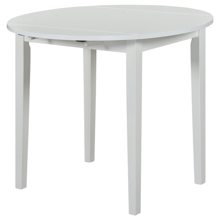 Bucknell - 3 Piece Round Drop Leaf Dining Table Set - White