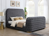 B541 - Velvet Bed With Fireplace, TV Mount & Bluetooth Speaker & USB