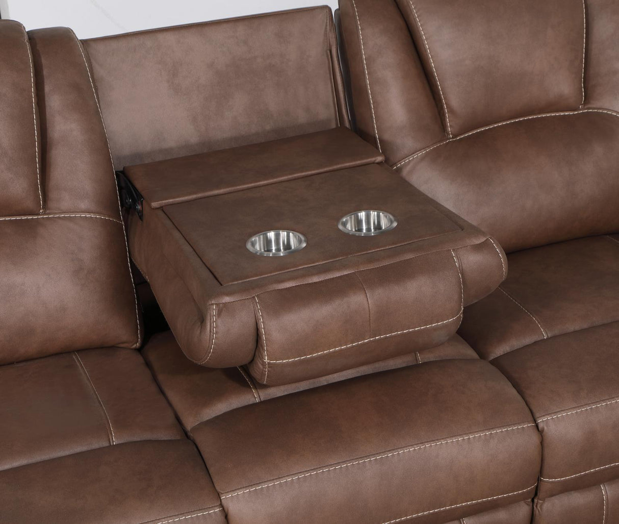 U120 - Motion Loveseat With Bluetooth Speaker, Wireless Charger - Brown