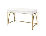 Lightmane - Vanity Desk (Same 92660) - White High Gloss & Gold