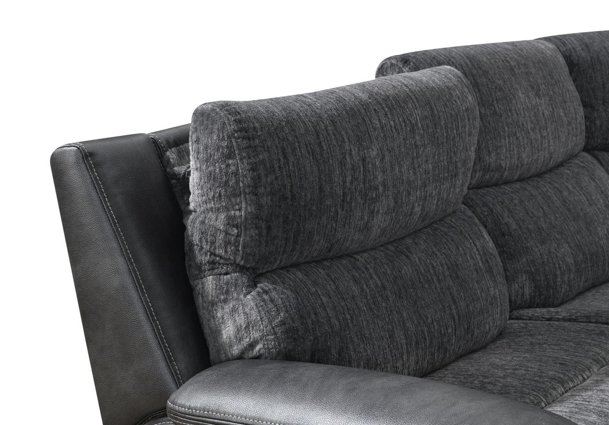 U17 - 6 Piece Power Reclining Sectional With Power Headrest - Dark Gray