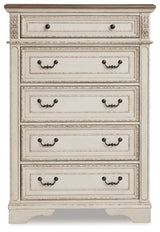 Realyn - Five Drawer Chest - White / Brown / Beige