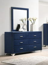 Melody - 6-Drawer Upholstered Dresser With Mirror