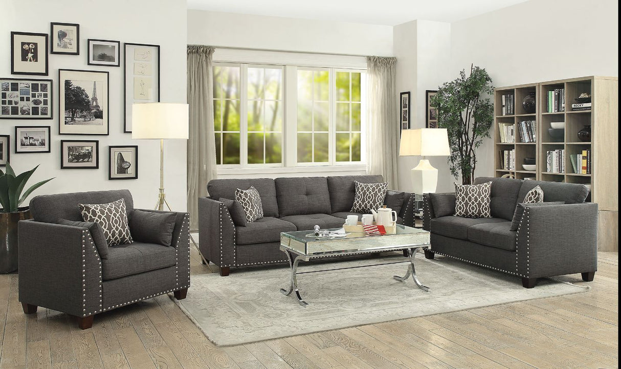 Laurissa - Sofa With 4 Pillows - Light Charcoal Linen