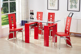 D309 - 5 Piece Dining Room Set (Dining Table & 4 Side Chairs) - Red