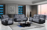 U5914 - 3 Piece Living Room Set (Reclining Sofa / Console Reclining Loveseat / Recliner) - Gray / Black