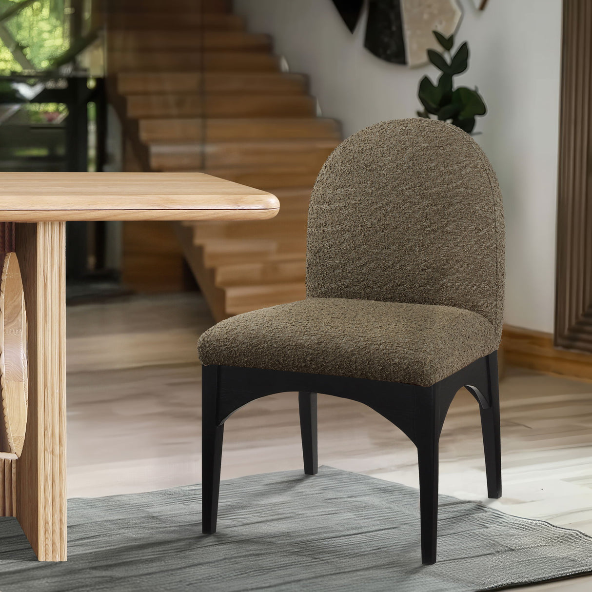 Waldorf - Boucle Dining Side Chair With Black Legs