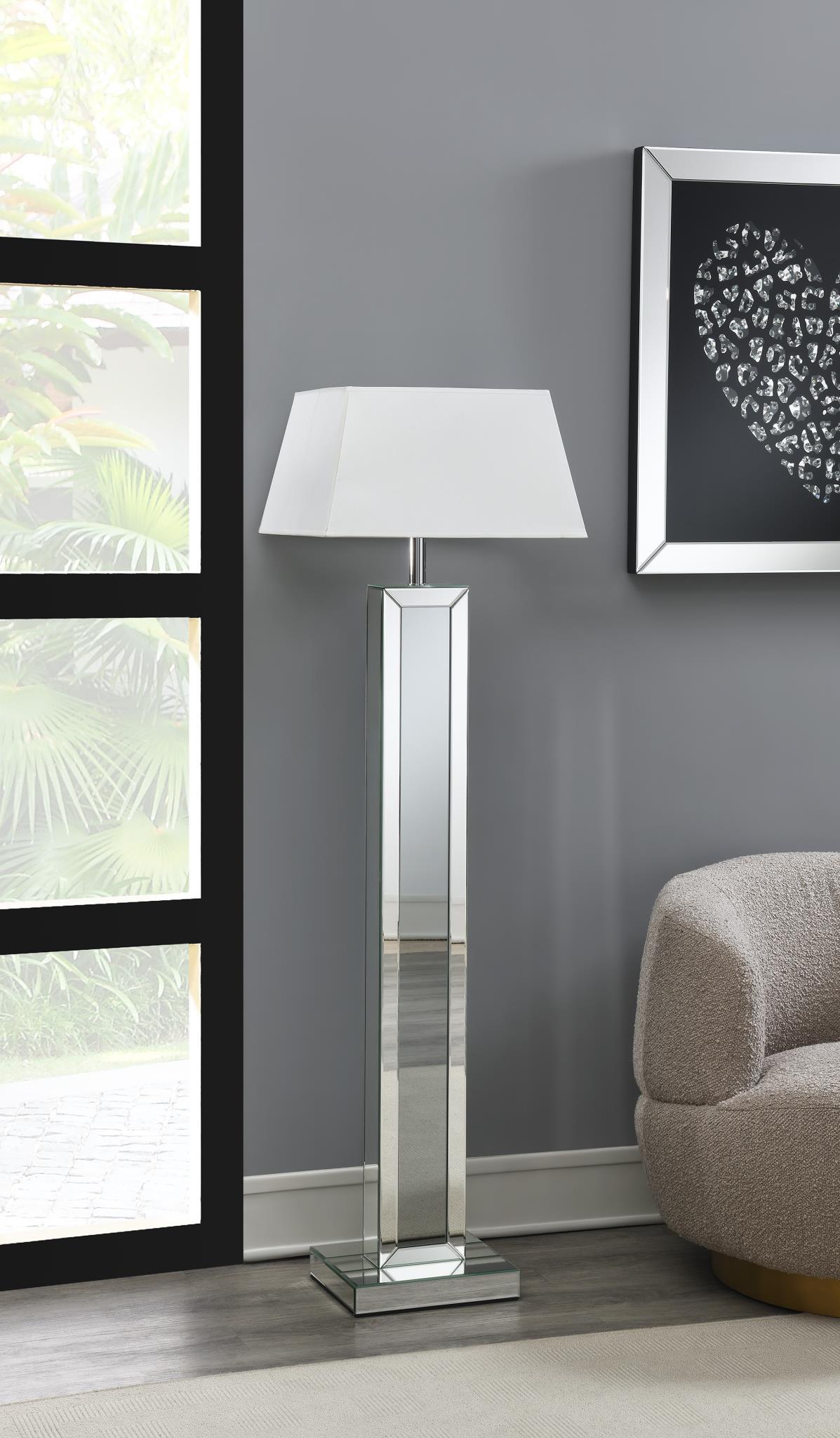 A1010 - LED Floor Lamp (Sold With Lamp Shade A1000-B) - Pearl Silver
