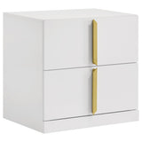 Ines - 2-Drawer Nightstand Bedside Table - White High Gloss