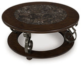 Frallyn - Round Cocktail Table - Dark Brown