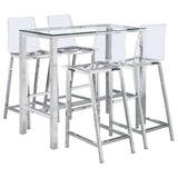Tolbert - 5 Piece Bar Set With Acrylic Chairs - Clear And Chrome