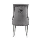 Satinka - Side Chair (Set of 2) - Gray Fabric & Mirrored Silver