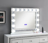 G-317 - Glamour Vanity Set (MDF Dresser + Mirror Bluetooth Speaker With Lights) - Pearl Silver