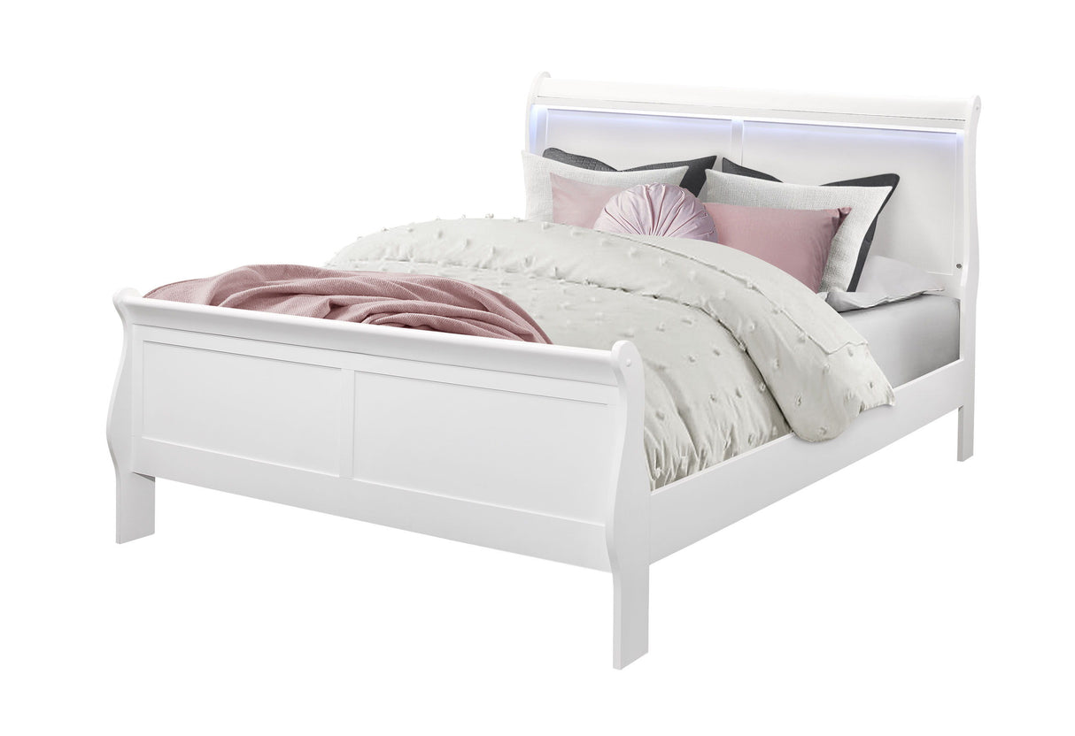 Charlie - Queen Bed With LED - White