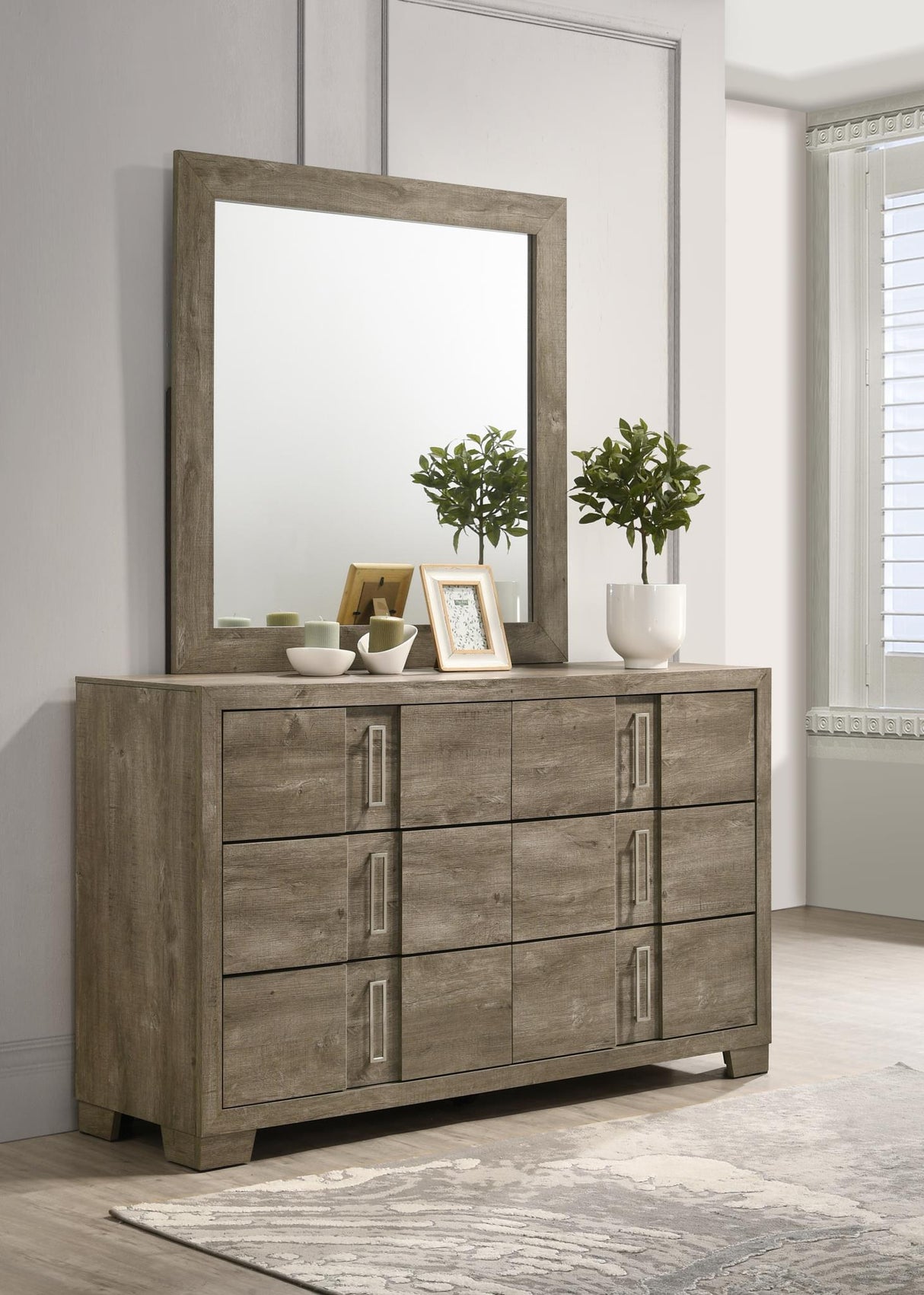 B348 - Mirror - Weather Oak