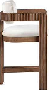 Sacha - Velvet Stool With Brown Base