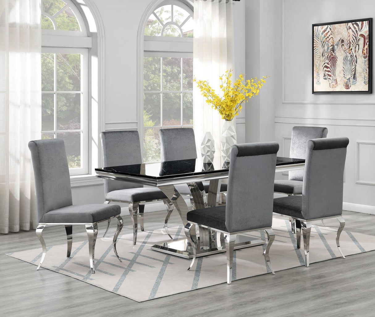 G-083-T-BLACK - Marble Dining Table - Black