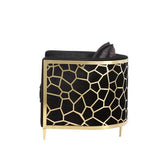 Fergal - Sofa With 4 Pillows - Black Velvet & Gold
