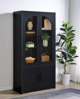 Riva - 4-Door Tall Accent Display Cabinet LED Lighting - Black