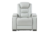 U8609 - Recliner With Power Headrest, LED And Bookshelf Arm - Gray