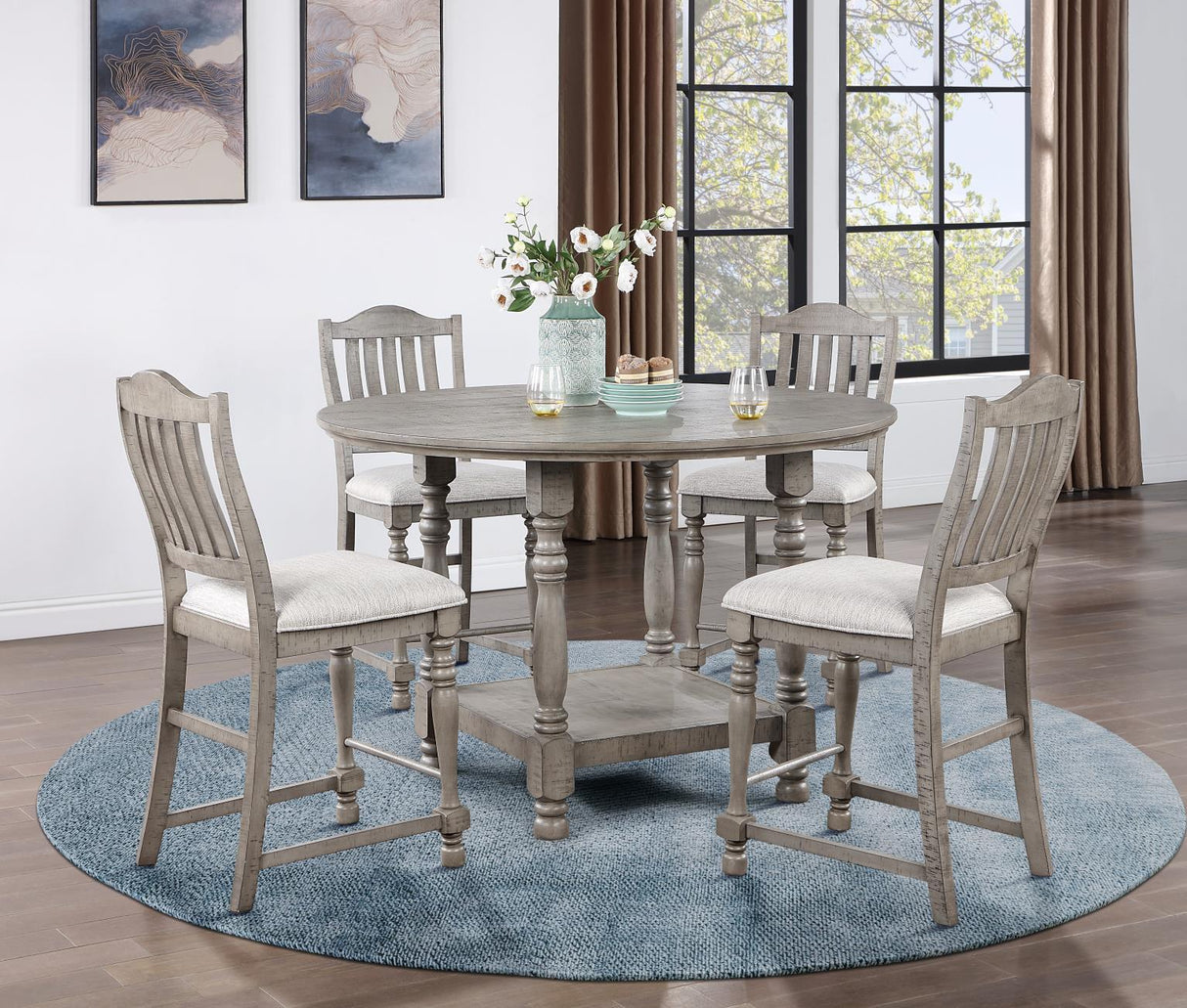 D114 - Round Counter Height Table - Gray