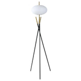 Layton - White Orb Shade Tripod Floor Lamp - Black