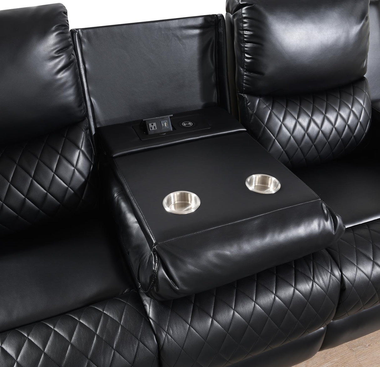 U126 - LED Reclining Loveseat With Bluetooth Speaker - Black