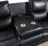 U126 - LED Reclining Loveseat With Bluetooth Speaker - Black