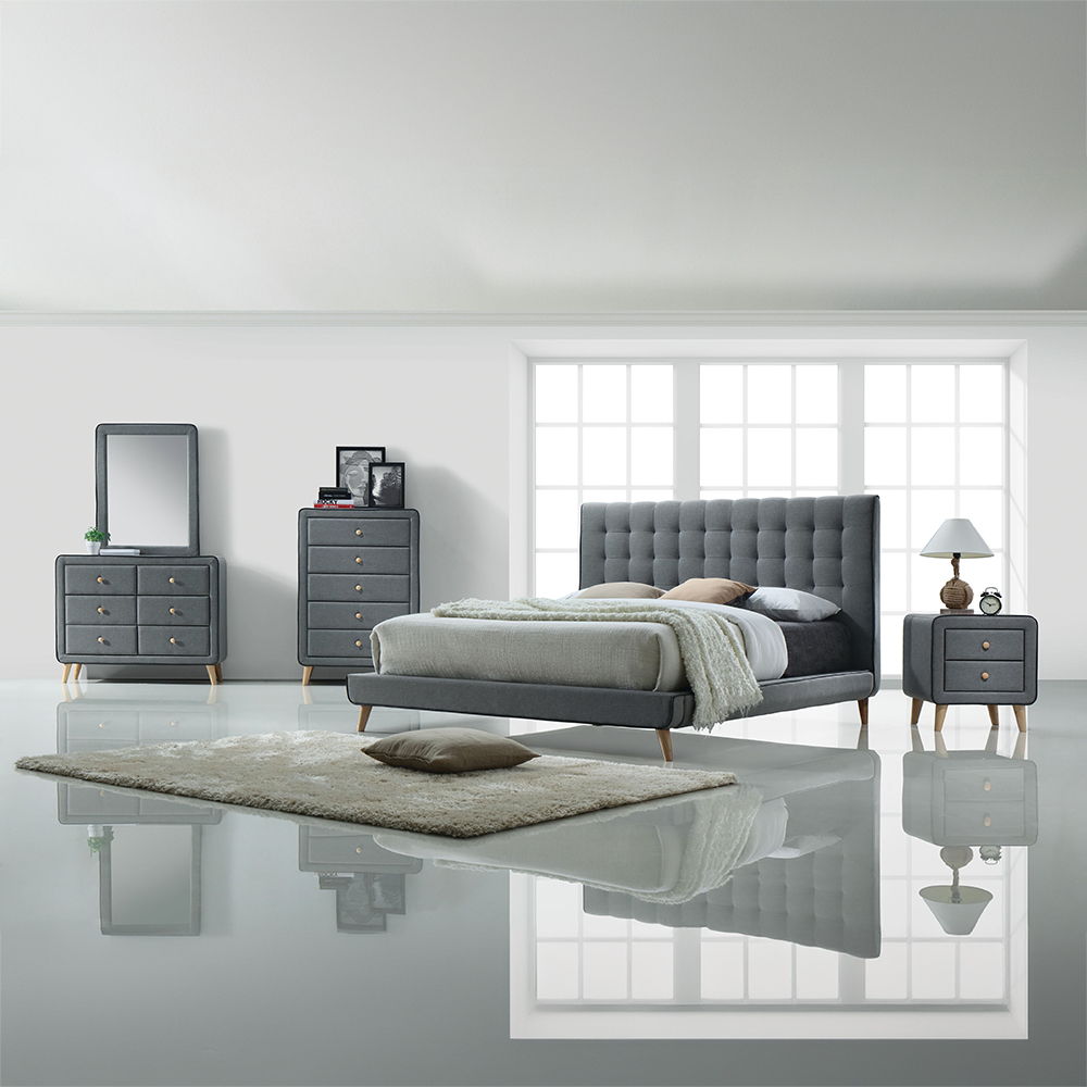 Valda - Nightstand - Light Gray Fabric