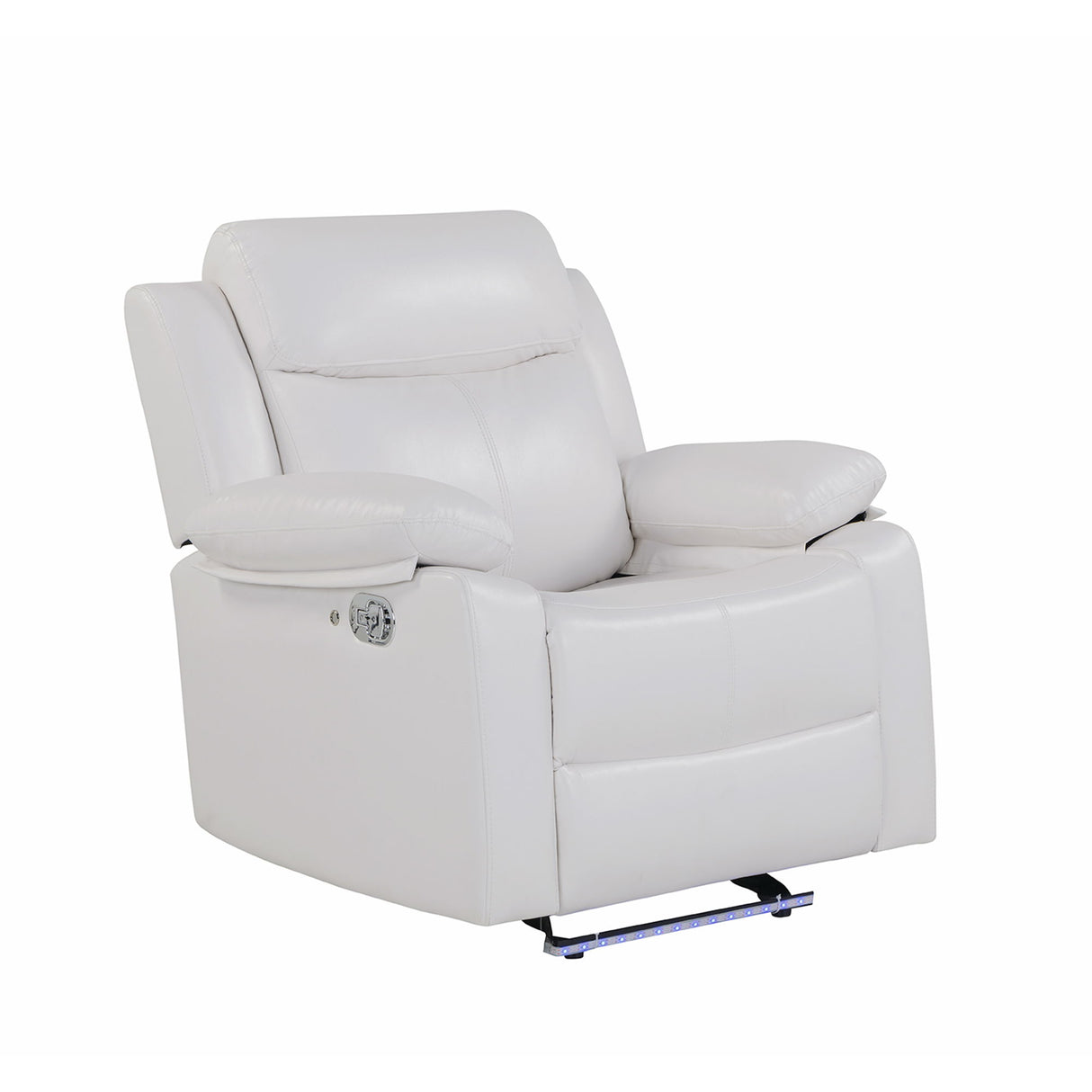 Blanche - Glider Recliner With LED Light In, Medium Firm Seating, Pillow Top Arms - White