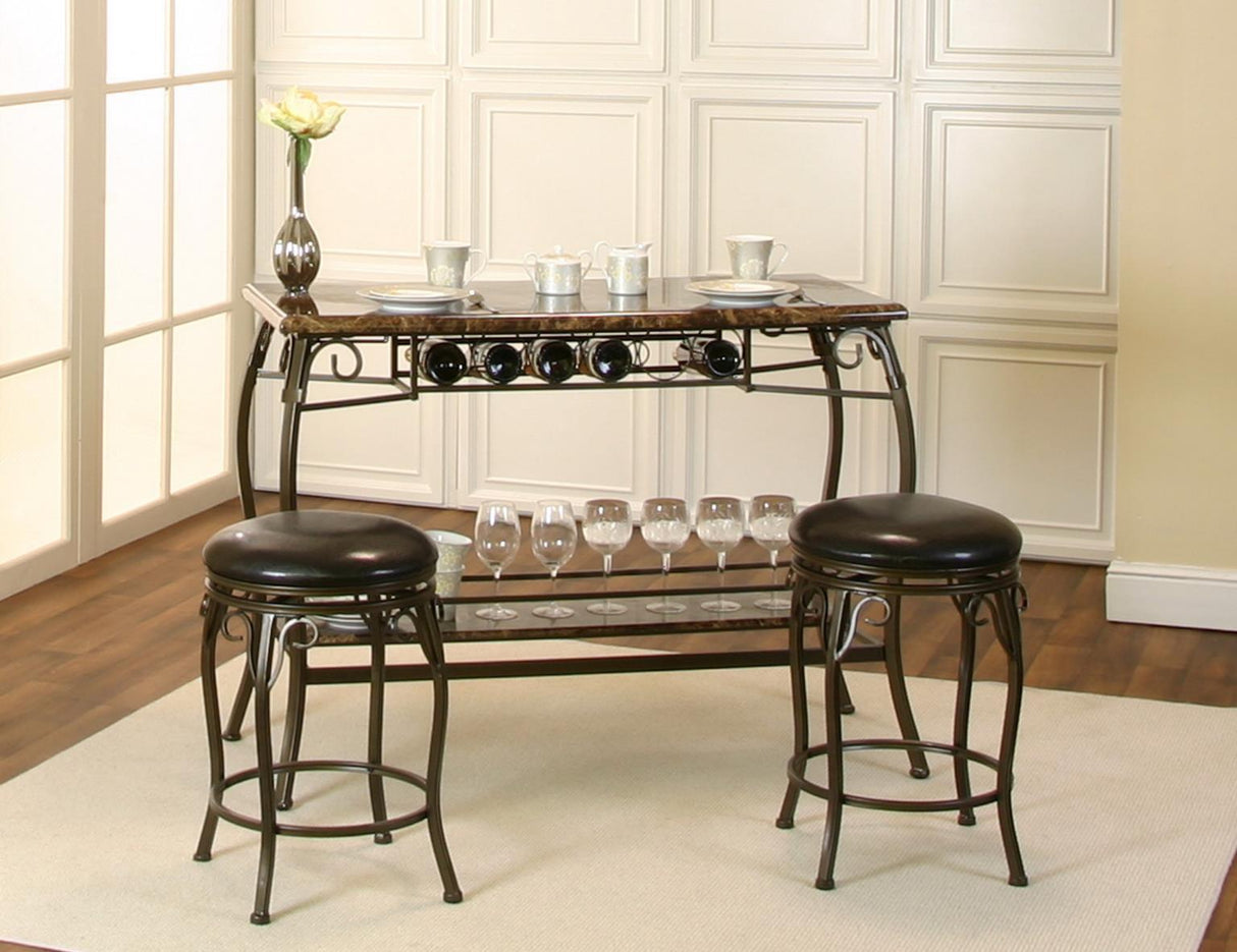 D900 - Bar Unit & 2 Stools (Set of 3) - Dark Brown