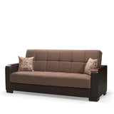 Ottomanson Armada X - Upholstered Convertible Wood Trimmed Sofabed With Storage - Brown PU Polyester