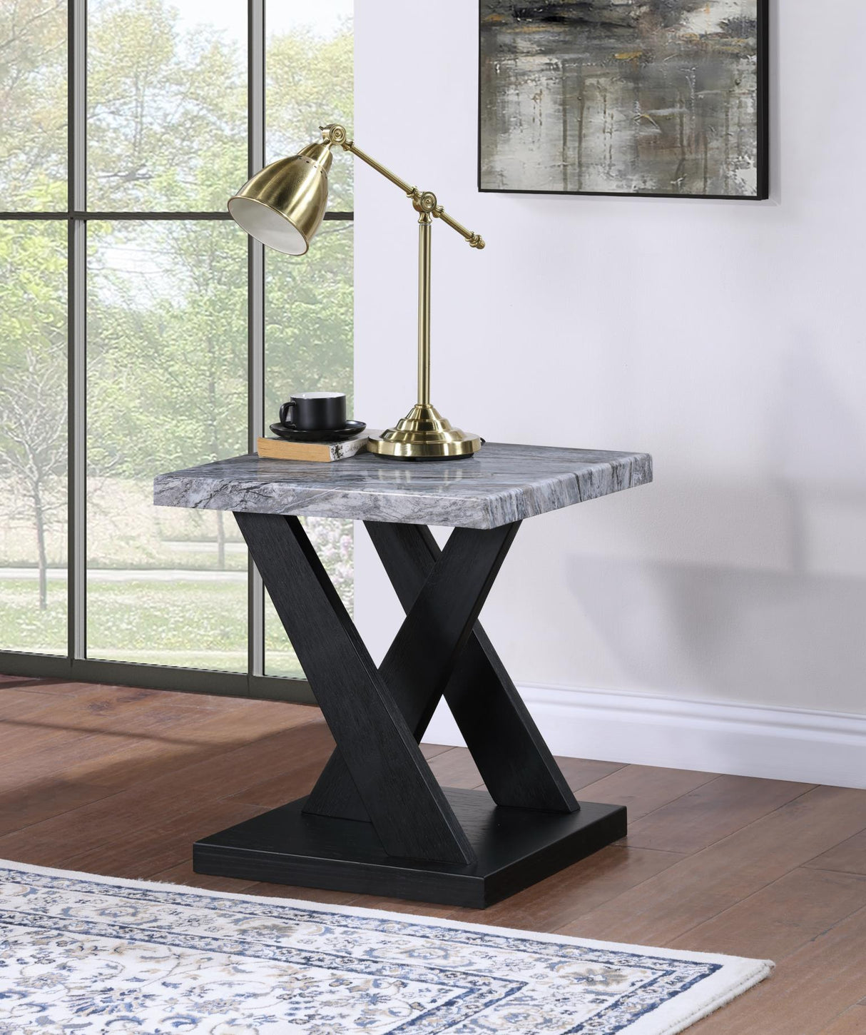 T122 - Marble Top Table Set (Set of 3) - Gray