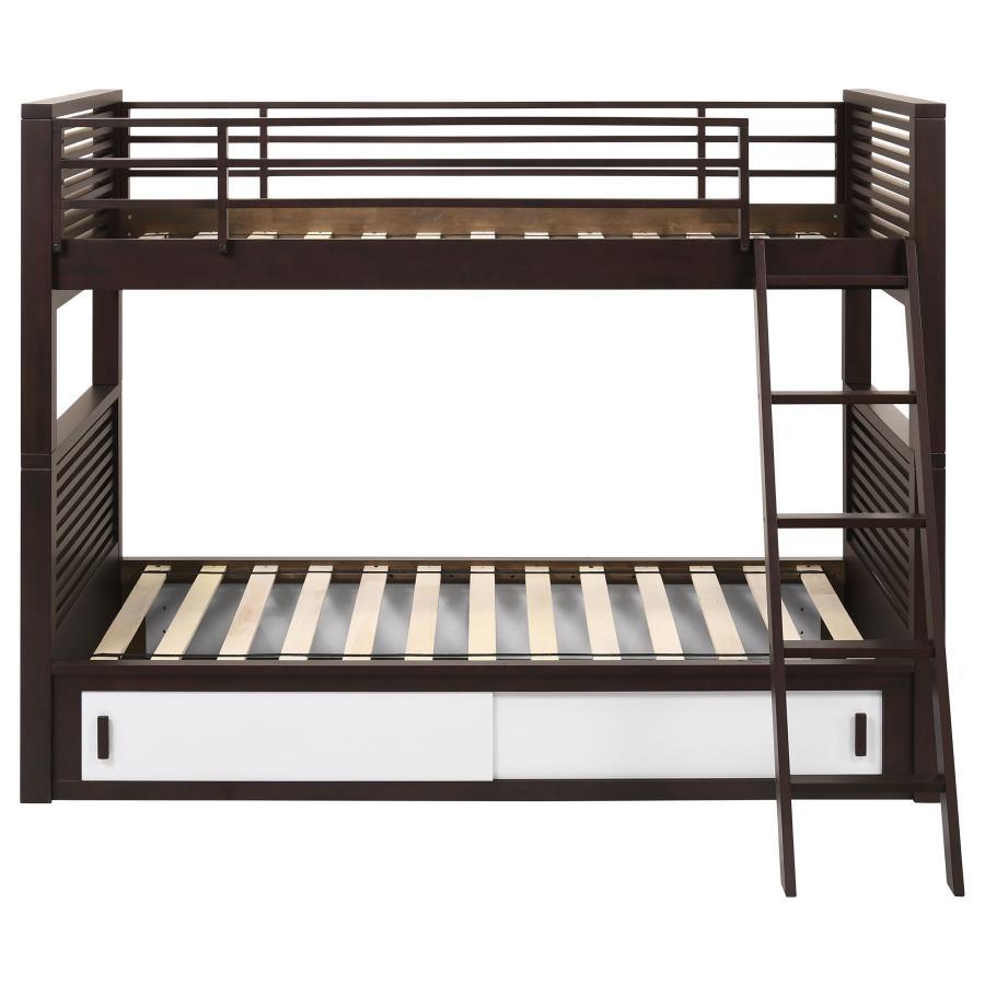 Oliver - Wood Twin Over Twin Bunk Bed - Java